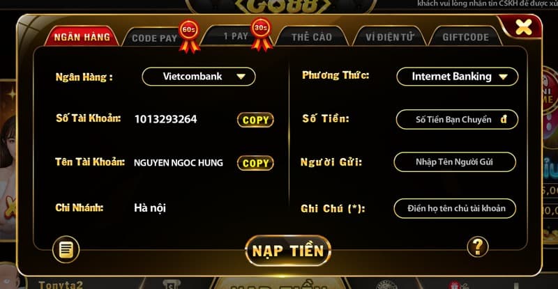 nạp tiền go88